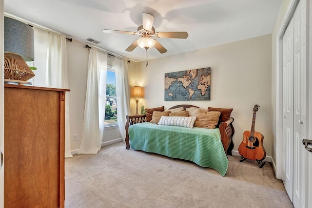 617 Bayhill Ct, Hermitage, TN 37076 - bedroom featuring a closet, carpet floors, baseboards, and a ceiling fan