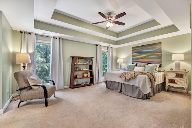 617 Bayhill Ct, Hermitage, TN 37076 - carpeted bedroom featuring baseboards, a tray ceiling, and ceiling fan