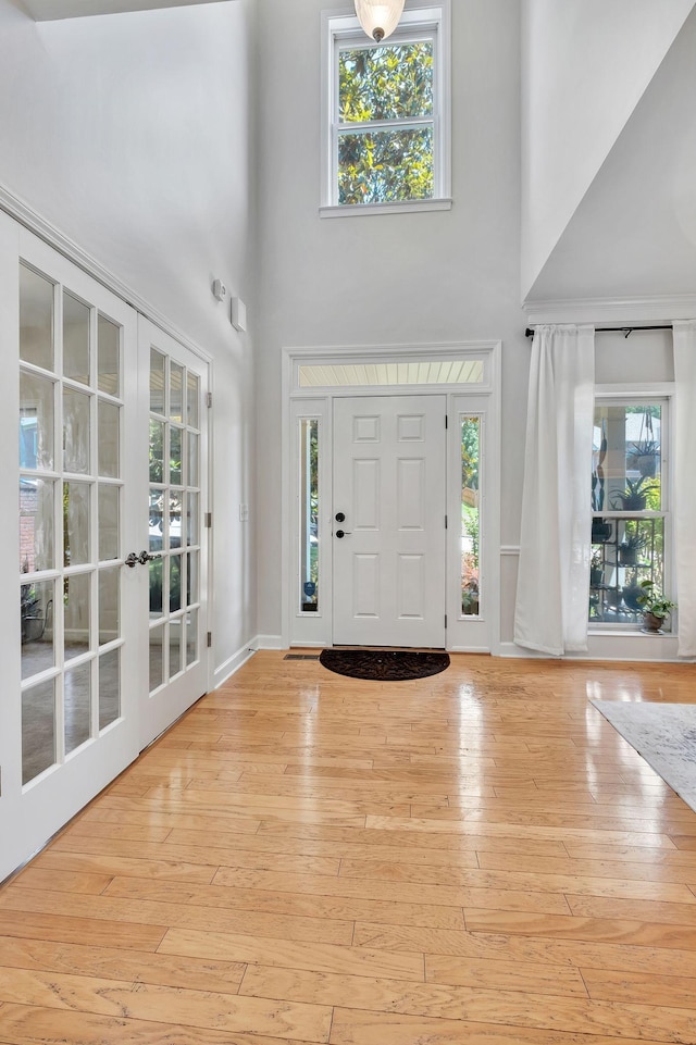 617 Bayhill Ct, Hermitage, TN 37076 - entryway with a towering ceiling, french doors, plenty of natural light, and wood-type flooring