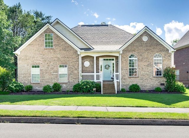 3197 Bush Dr, Franklin, TN 37064 - view of front of property featuring brick siding, a front lawn, roof with shingles, and crawl space