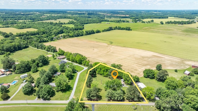7547 Elm Springs Rd, Orlinda, TN 37141 - overview of rural landscape featuring property boundaries highlighted
