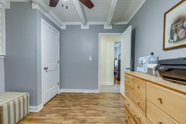 7547 Elm Springs Rd, Orlinda, TN 37141 - corridor featuring beamed ceiling and light wood-style flooring