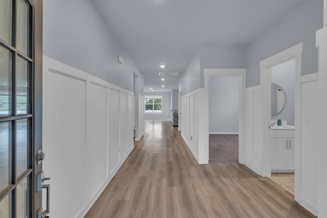 118 Merion Way, Lebanon, TN 37087 - hall with light wood finished floors, a sink, recessed lighting, and a decorative wall