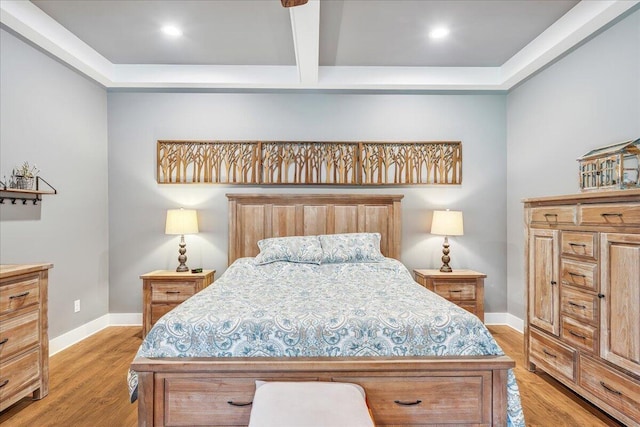 1165 River Bluffs Dr Unit Rb-97, Jasper, TN 37347 - bedroom with light wood-style flooring, baseboards, beamed ceiling, and recessed lighting