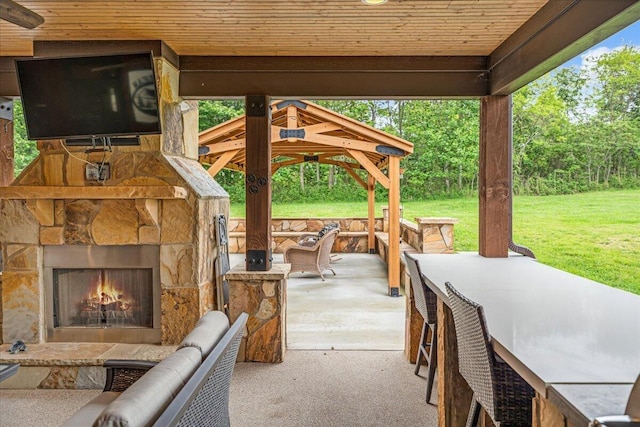 1165 River Bluffs Dr Unit Rb-97, Jasper, TN 37347 - view of patio / terrace featuring an outdoor stone fireplace