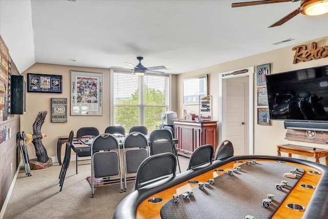 1165 River Bluffs Dr Unit Rb-97, Jasper, TN 37347 - game room featuring a ceiling fan, carpet, and vaulted ceiling
