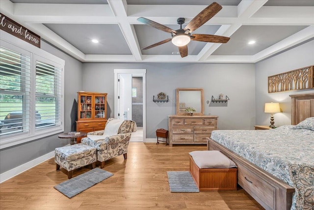 1165 River Bluffs Dr Unit Rb-97, Jasper, TN 37347 - bedroom featuring coffered ceiling, light wood-type flooring, baseboards, recessed lighting, and beamed ceiling