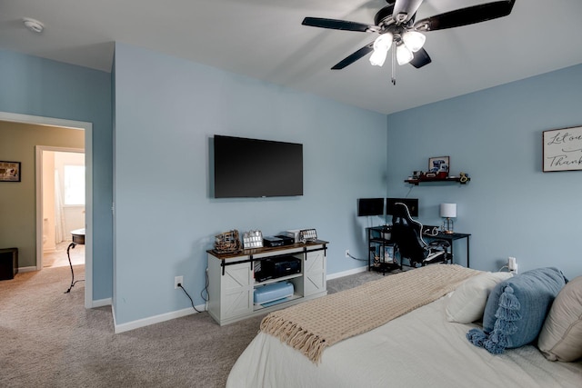 1017 Village Ct, Burns, TN 37029 - bedroom with carpet, baseboards, and ceiling fan