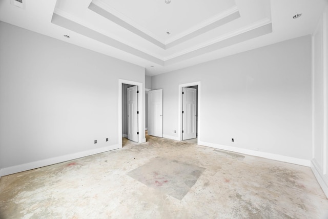 961 Isaac Dr, Clarksville, TN 37040 - unfurnished bedroom with a raised ceiling, unfinished concrete floors, and crown molding