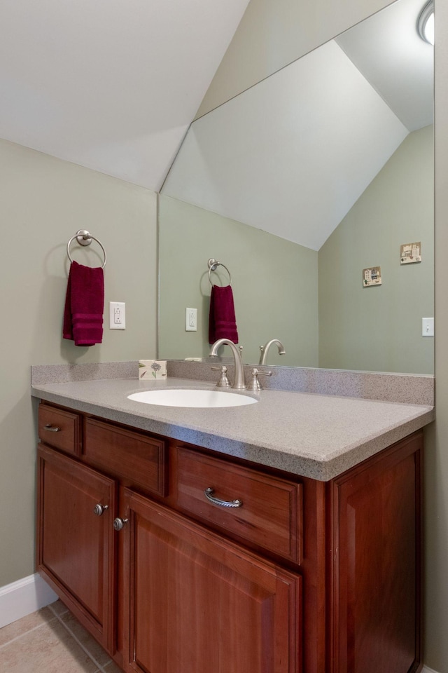 3024 Brookside Path, Murfreesboro, TN 37128 - bathroom with lofted ceiling, vanity, and tile patterned flooring