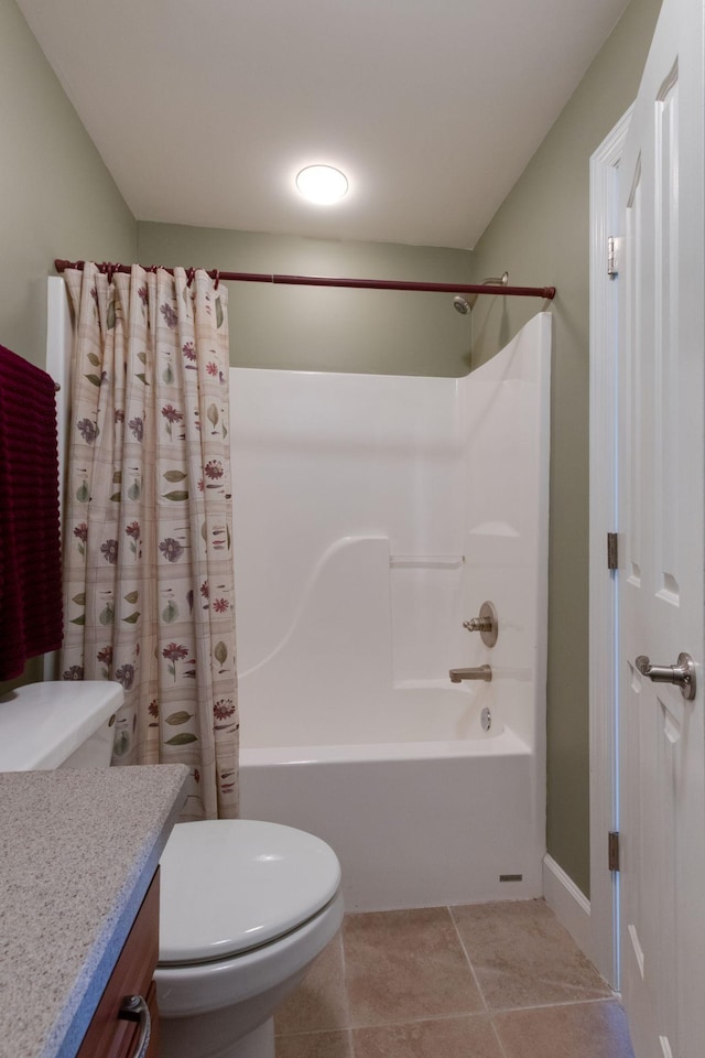 3024 Brookside Path, Murfreesboro, TN 37128 - bathroom with vanity, shower / bath combo with shower curtain, toilet, and tile patterned flooring