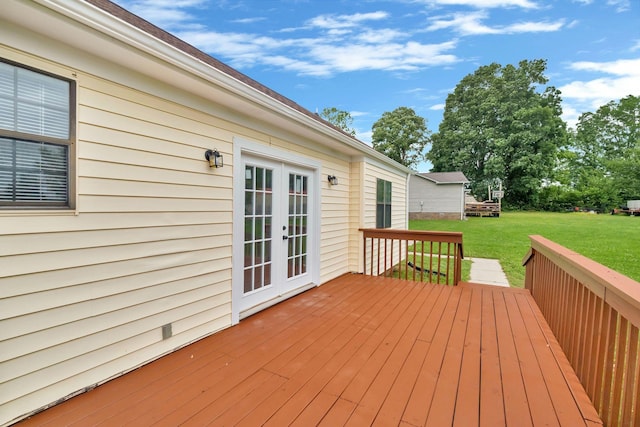 6109 Ebenezer Rd, Greenbrier, TN 37073 - deck featuring french doors and a lawn
