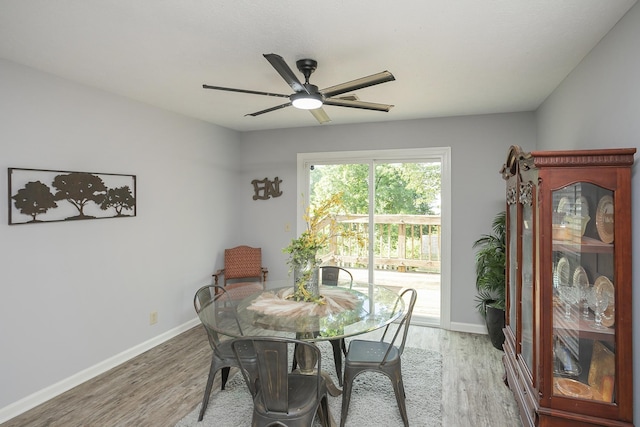 5943 Colchester Dr, Hermitage, TN 37076 - dining area featuring a ceiling fan, light wood-type flooring, and baseboards
