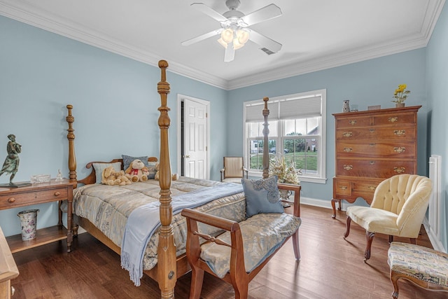 9619 Deer Track Ct, Brentwood, TN 37027 - bedroom featuring wood finished floors, ornamental molding, baseboards, and ceiling fan