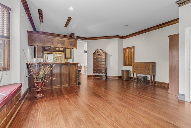 9619 Deer Track Ct, Brentwood, TN 37027 - living room with wood finished floors, ornamental molding, recessed lighting, and baseboards