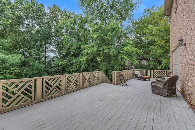 9619 Deer Track Ct, Brentwood, TN 37027 - deck with view of wooded area and an outdoor living space