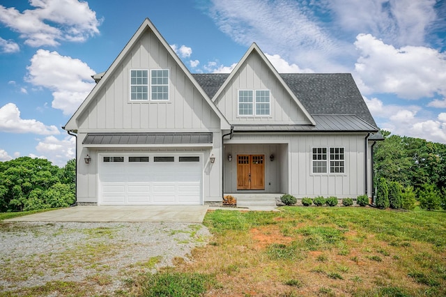 633 Post Office Rd, Rock Island, TN 38581 - view of front of home featuring a standing seam roof, concrete driveway, and board and batten siding