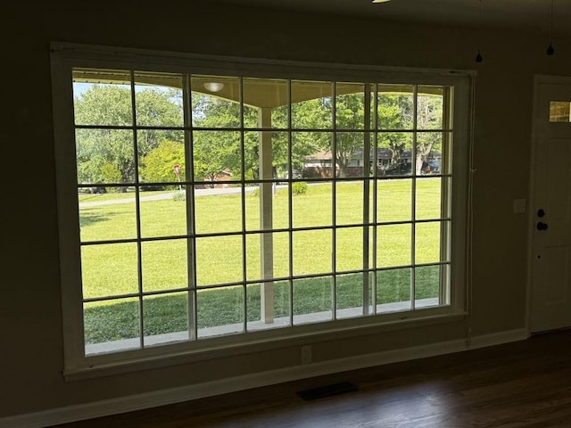 1307 Ellington Dr, Lafayette, TN 37083 - doorway to outside with dark wood-style flooring and baseboards