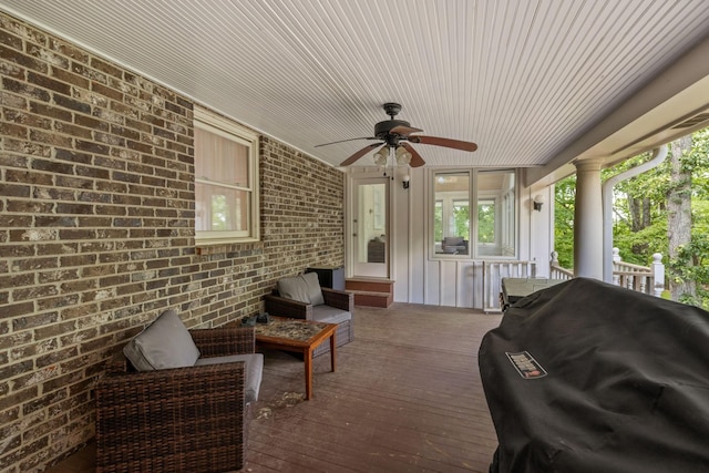 503 Dawn Pl, Lebanon, TN 37087 - sunroom featuring ceiling fan and an outdoor living space