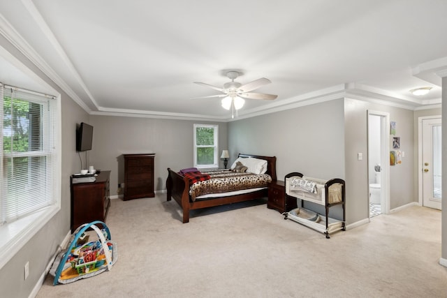 503 Dawn Pl, Lebanon, TN 37087 - bedroom featuring multiple windows, carpet, ornamental molding, and baseboards