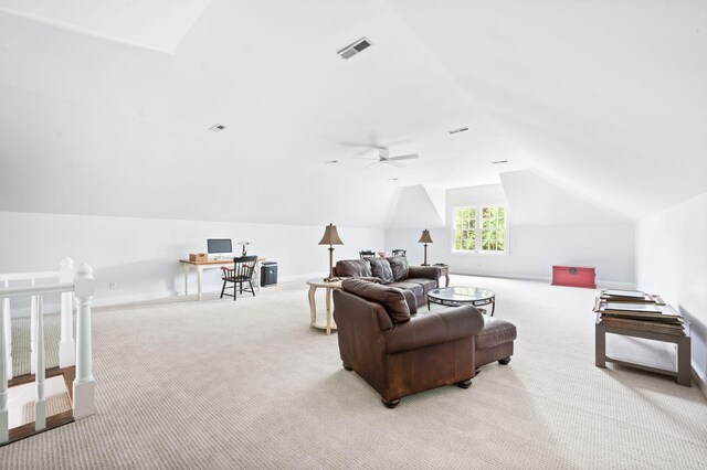 5313 Curlybark Pl, Brentwood, TN 37027 - carpeted living area featuring lofted ceiling, a desk, and baseboards