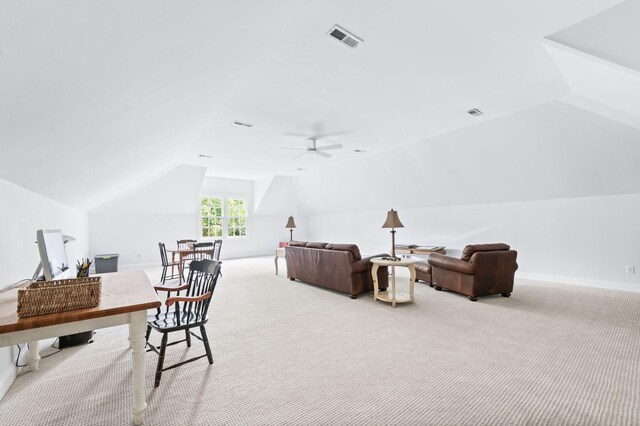5313 Curlybark Pl, Brentwood, TN 37027 - office featuring lofted ceiling, light carpet, a ceiling fan, and baseboards