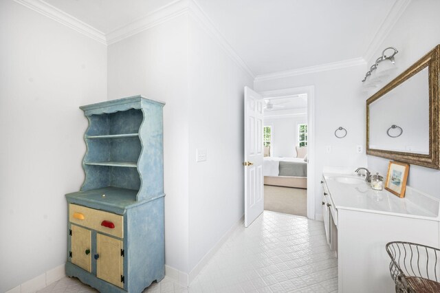 5313 Curlybark Pl, Brentwood, TN 37027 - bathroom featuring ensuite bathroom, ornamental molding, baseboards, and vanity