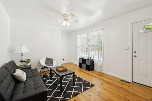 8324 River Road Pike, Nashville, TN 37209 - living room with ceiling fan, hardwood / wood-style floors, and baseboards