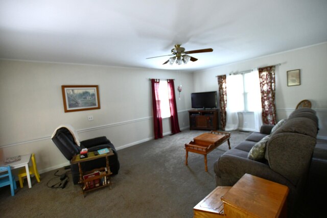 9073 Sherwood Rd, Sherwood, TN 37376 - carpeted living area featuring ceiling fan and baseboards