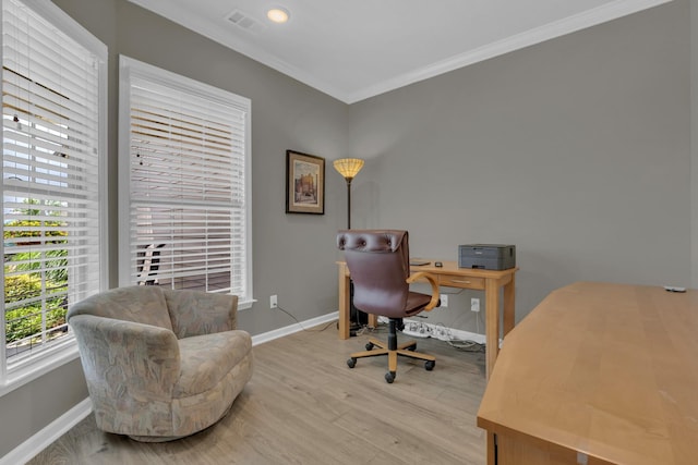 1753 Humphreys Gln, Spring Hill, TN 37174 - home office featuring crown molding, light wood-style floors, and baseboards
