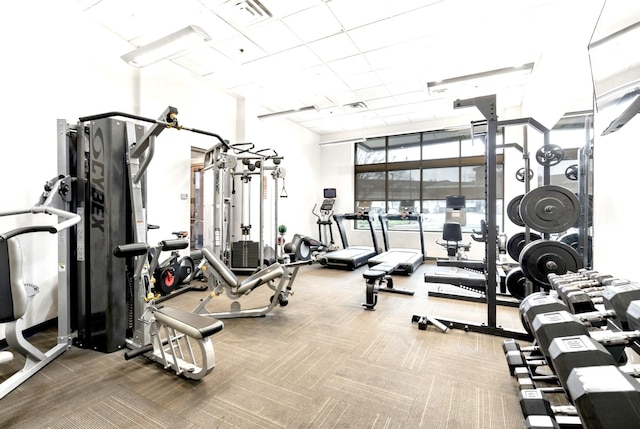 1510 Demonbreun St Unit 712, Nashville, TN 37203 - gym with floor to ceiling windows and carpet
