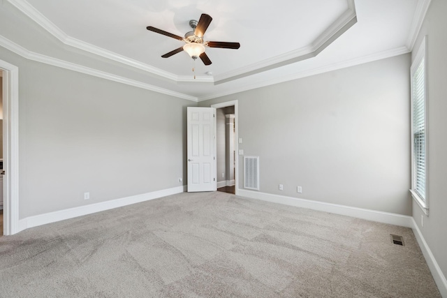 4101 Owen Watkins Ct, Franklin, TN 37067 - carpeted spare room with healthy amount of natural light, a tray ceiling, ceiling fan, ornamental molding, and baseboards