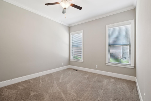4101 Owen Watkins Ct, Franklin, TN 37067 - spare room featuring carpet, baseboards, ceiling fan, healthy amount of natural light, and ornamental molding