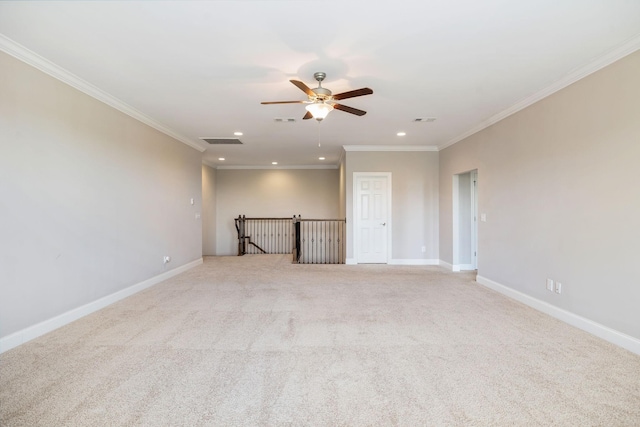 4101 Owen Watkins Ct, Franklin, TN 37067 - empty room with recessed lighting, ceiling fan, baseboards, carpet, and ornamental molding