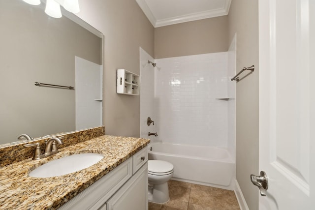 4101 Owen Watkins Ct, Franklin, TN 37067 - bathroom with toilet, crown molding, vanity, shower / bathtub combination, and tile patterned floors