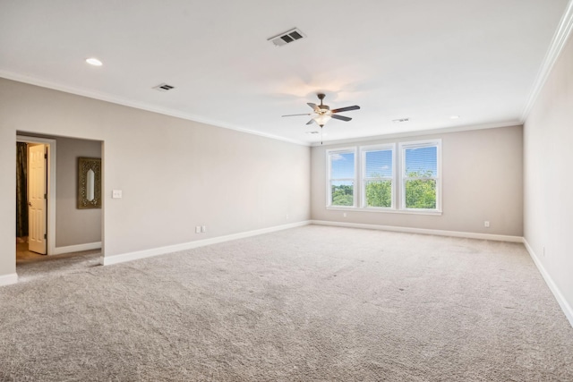 4101 Owen Watkins Ct, Franklin, TN 37067 - spare room featuring crown molding, a ceiling fan, baseboards, carpet floors, and recessed lighting