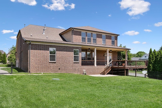 4101 Owen Watkins Ct, Franklin, TN 37067 - rear view of house featuring brick siding, stairs, and a wooden deck