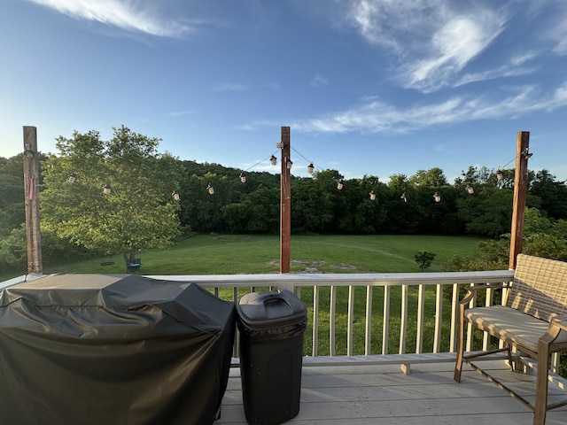 162 Pigeon Roost Rd, Brush Creek, TN 38547 - wooden terrace with a lawn and area for grilling