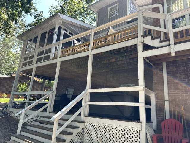 434 Hickman Shores Rd, Dover, TN 37058 - view of side of property featuring brick siding and a wooden deck