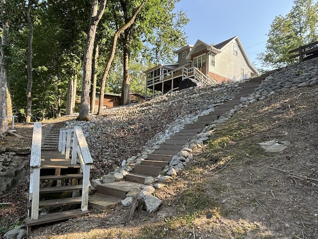 434 Hickman Shores Rd, Dover, TN 37058 - view of yard featuring stairway and a wooden deck