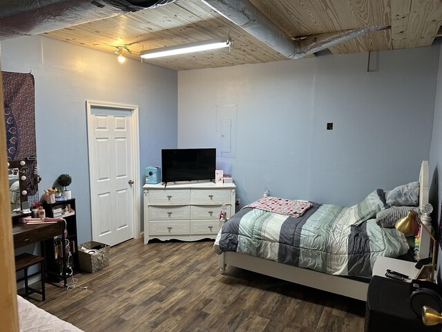 434 Hickman Shores Rd, Dover, TN 37058 - bedroom with wooden ceiling and dark wood finished floors
