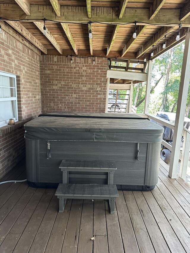 434 Hickman Shores Rd, Dover, TN 37058 - wooden deck featuring a hot tub