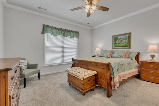 1514 Bledsoe Knl, Spring Hill, TN 37174 - bedroom with light carpet, ornamental molding, baseboards, and ceiling fan