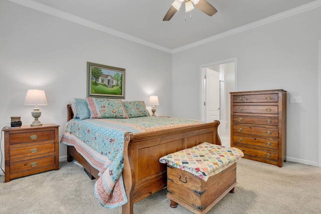 1514 Bledsoe Knl, Spring Hill, TN 37174 - bedroom with light carpet, ornamental molding, baseboards, and ceiling fan