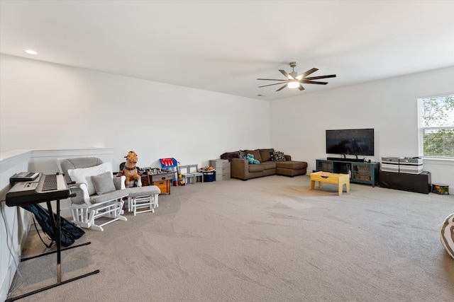 1412 Barrett Dr, Mount Juliet, TN 37122 - carpeted living area featuring a ceiling fan
