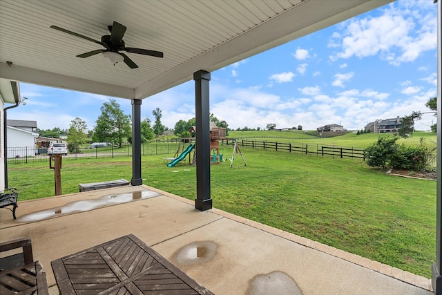 1412 Barrett Dr, Mount Juliet, TN 37122 - view of patio with a playground and a ceiling fan