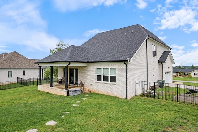 1412 Barrett Dr, Mount Juliet, TN 37122 - rear view of property featuring brick siding, a garage, a shingled roof, and a patio area