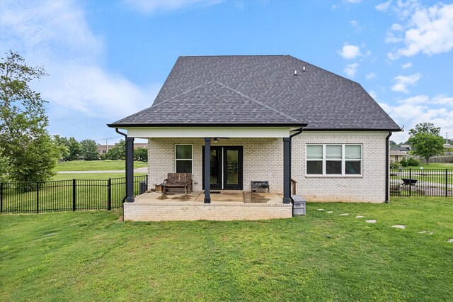 1412 Barrett Dr, Mount Juliet, TN 37122 - rear view of property featuring ceiling fan, a patio area, roof with shingles, and brick siding