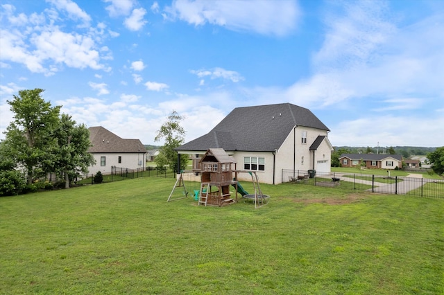 1412 Barrett Dr, Mount Juliet, TN 37122 - rear view of property with a playground and roof with shingles