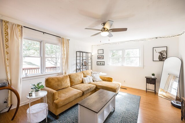 1114 Kingston Springs Rd, Kingston Springs, TN 37082 - living area with ceiling fan, wood finished floors, and baseboards